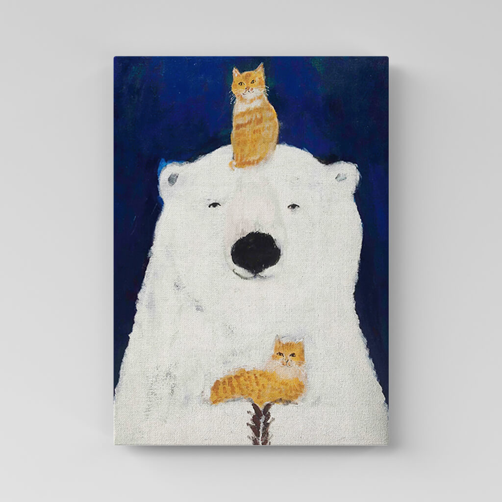 Petartkingdom Canvas Prints Polar Bear And Cats Canvas Painting ZSH00017 2