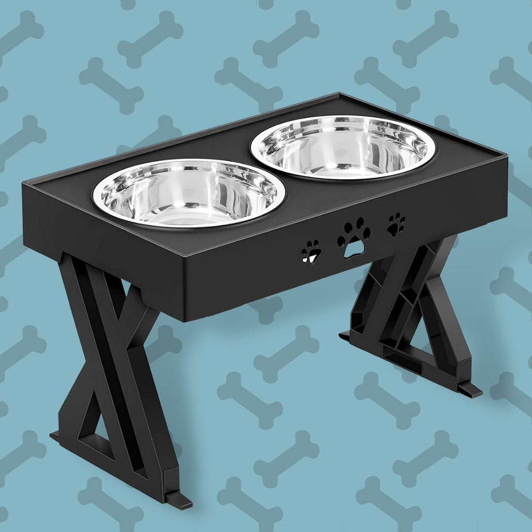 DELUXE Elevated Dog Bowls Mess-Proof Dog Food & Water Elevated Feeder  Adjustable Raised Dog Bowl Stand