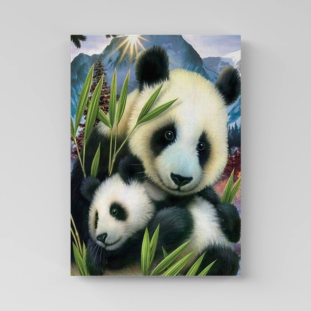 Petartkingdom Paint by Numbers The Mother Panda with Baby Panda Canvas by Numbers SZYH00011