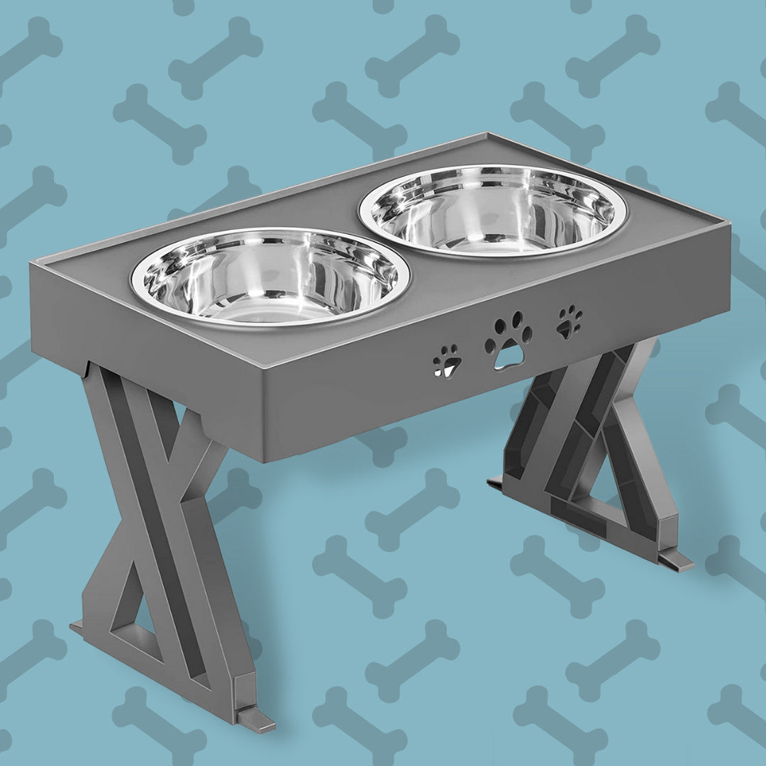 Adjustable Pet Dog Feeder Bowl Elevated Raised Stainless Steel Food Water  Stand